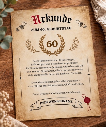 Urkunde zum geburtstag - 60.,