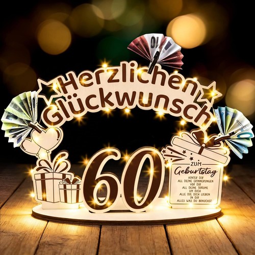 Geburtstag frau mann holz - 60,