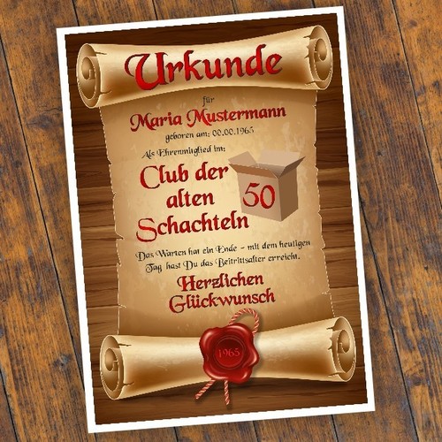 Geburtstagsurkunde 50 60 - 30,