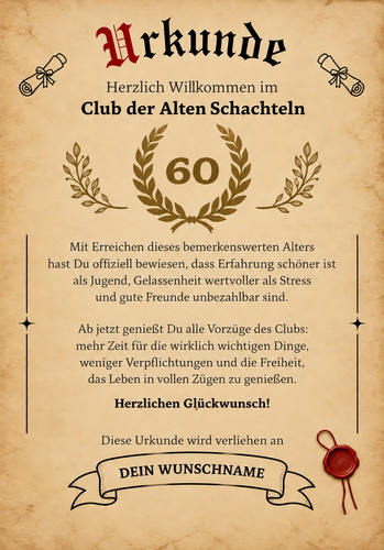 Urkunde geburtstag - urkunde, 60.geburtstag