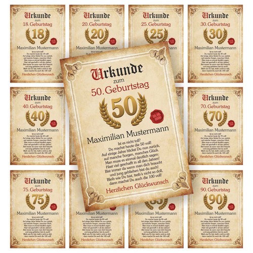 Geburtstagsurkunde 25 30 - 20,