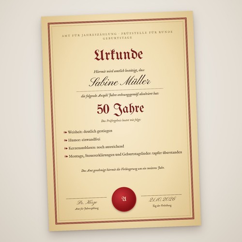 Geburtstagsurkunde